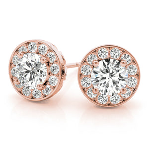 Halo Round 14K Rose Gold Stud Earrings