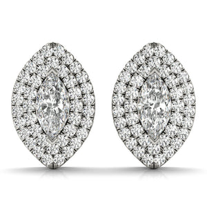 Halo Marquise 14K White Gold Stud Earrings