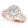 Accented Halo Round 14K Rose Gold Engagement Ring