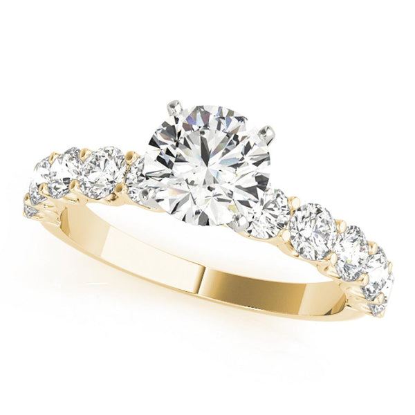 Accented Solitaire Round 14K Yellow Gold Engagement Ring – BellaVios