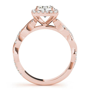 Braided Halo Round 14K Rose Gold Engagement Ring