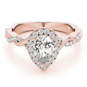 Braided Halo Pear 14K Rose Gold Engagement Ring