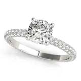 Accented Solitaire Cushion Platinum Engagement Ring