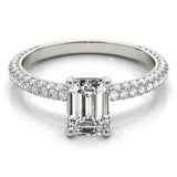 Accented Solitaire Emerald Platinum Engagement Ring