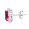 Lab-Created Ruby and White Sapphire Oval Halo Earring