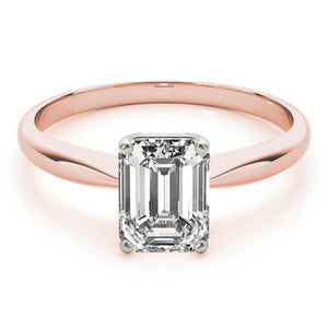 Solitaire Emerald 14K Rose Gold Engagement Ring