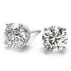 Round 14K White Gold Crown Stud Earrings