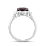 Natural Garnet and White Sapphire Pear Halo Ring