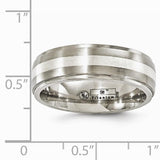 Men's 7mm Titanium Brushed And Polished With Sterling Silver Band