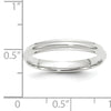 Women's 14K White Gold Half Round With Edge Band (From 2.5mm to 3mm)