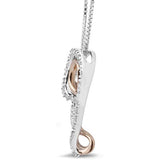 Diamond Double Heart Necklace in 10K Rose Gold and Sterling Silver