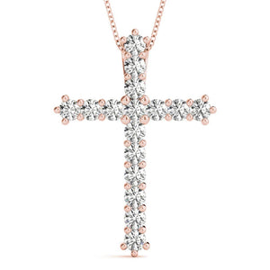 Round 14K Rose Gold Cross Pendant