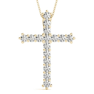 Round 14K Yellow Gold Cross Pendant