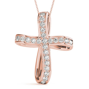 Round 14K Rose Gold Cross Pendant