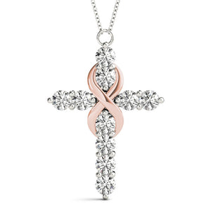 Round 14K Rose Gold Infinity Cross Pendant