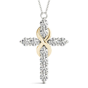 Round 14K Yellow Gold Infinity Cross Pendant