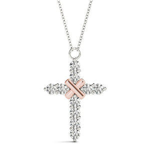Round 14K Rose Gold Cross Pendant