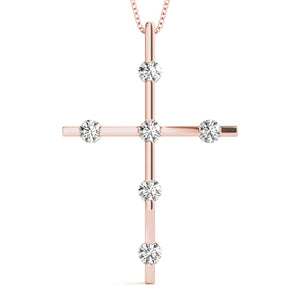 Round 14K Rose Gold Cross Pendant