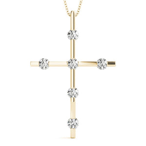 Round 14K Yellow Gold Cross Pendant