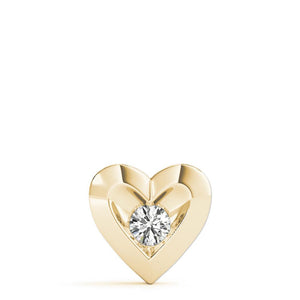 Solitaire Heart Round 14K Yellow Gold Pendant