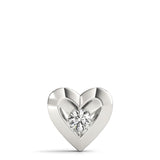 Solitaire Heart Round 14K White Gold Pendant