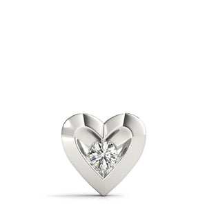 Solitaire Heart Round 14K White Gold Pendant