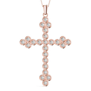 Round 14K Rose Gold Cross Pendant