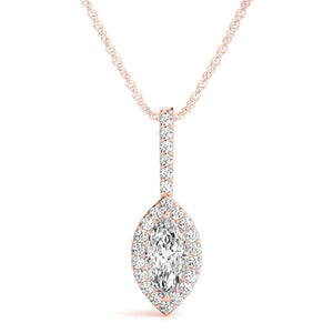 Halo Marquise 14K Rose Gold Pendant