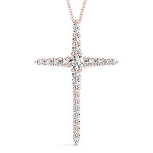 Round 14K Rose Gold Cross Pendant