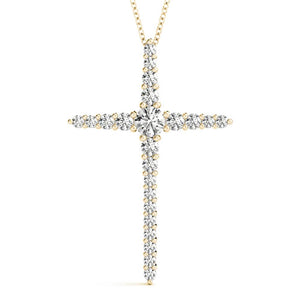 Round 14K Yellow Gold Cross Pendant