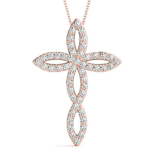 Round 14K Rose Gold Cross Pendant