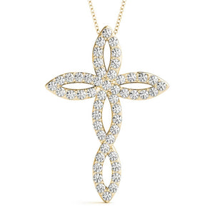 Round 14K Yellow Gold Cross Pendant