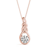 Love Knot Round 14K Rose Gold Pendant