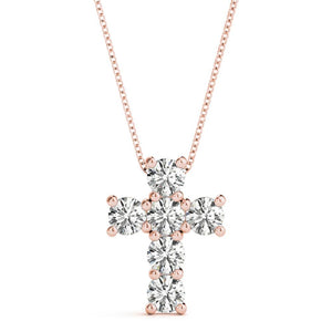 Round 14K Rose Gold Cross Pendant