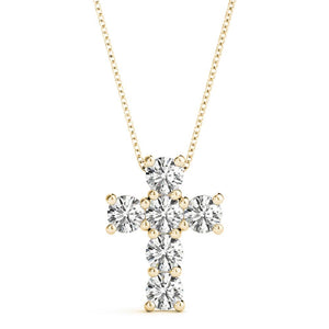 Round 14K Yellow Gold Cross Pendant