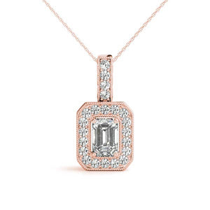 Halo Emerald 14K Rose Gold Pendant