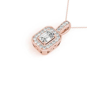 Halo Emerald 14K Rose Gold Pendant