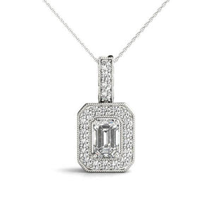 Halo Emerald Platinum Pendant