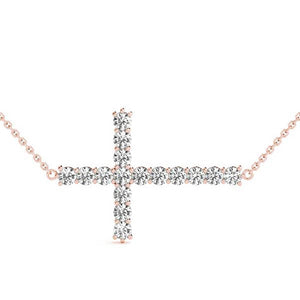 Round 14K Rose Gold Cross Pendant