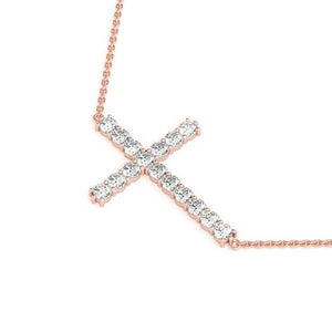Round 14K Rose Gold Cross Pendant