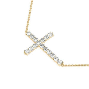 Round 14K Yellow Gold Cross Pendant