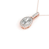 Halo Oval 14K Rose Gold Pendant