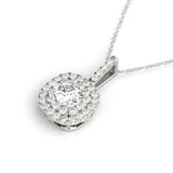 Halo Round 14K White Gold Pendant