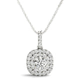 Halo Round 14K White Gold Pendant