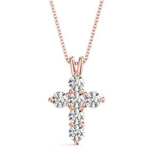 Round 14K Rose Gold Cross Pendant