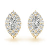 Halo Marquise 14K Yellow Gold Moissanite Stud Earrings