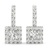 Halo Princess 14K White Gold Earrings