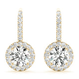 Halo Round 14K Yellow Gold Earrings