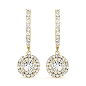 Halo Round 14K Yellow Gold Earrings