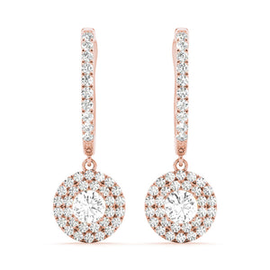 Halo Round 14K Rose Gold Earrings